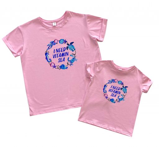Пара футболок для мамы и дочки " I need vitamin sea"