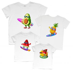 Набор футболок с летними принтами "Авокадо, ананас, арбуз"