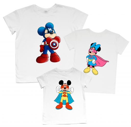 Набор фемели футболок "Микки супер герои"