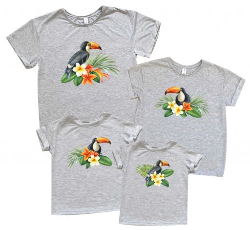 набор из 4х футболок с принтами "Туканы"
