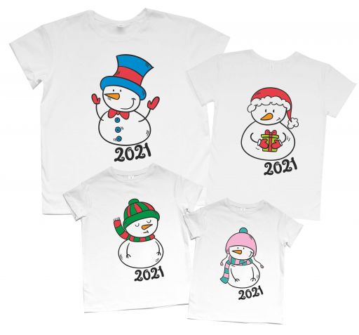 Набор футболок для всей семьи "Семья снеговиков 2021"