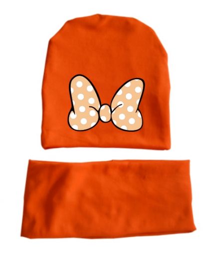 Трикотажный набор шапка + снуд-шарф БАНТ (оранж)