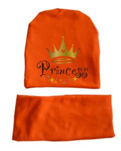 Трикотажный набор шапка + снуд-шарф "Princess" (оранж)