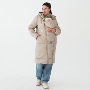 Зимнее женское пальто трансформер 3в1 + вставка для беременных + слинговставка 3в1 (латте)