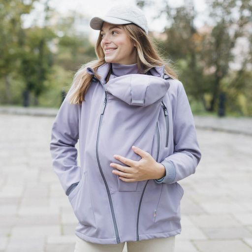 Женская куртка, куртка для беременных, слингокуртка, Softshell 4 в 1 лаванда
