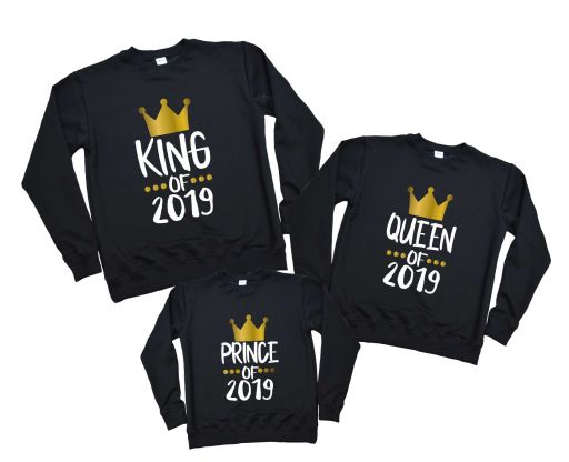 Кофты с длинным рукавом 3 шт. новогодний look "King Queen Prince 2019"
