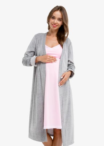 Универсальный комплект для беременных с возможностью кормления ANAIS (ночнушка и велюровый халат)