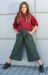 Детские теплые брюки кюлоты для девочки (зелёный)