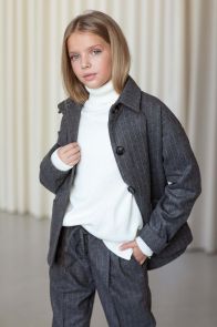 Школьный пиджак для девочки (серый)