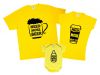 Набор футболок для родителей и боди для малыша "Milk, beer, coffee"