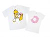 Набор футболок с Симпсонами для парня и девушки "Гомер и его сладкий пончик"