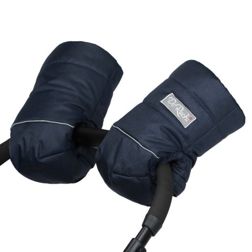 Муфта для коляски на овчине в форме рукавичек (темно-синий)
