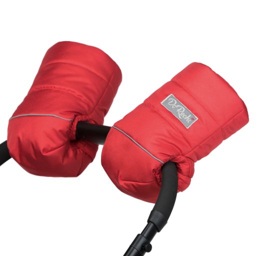 Муфта для коляски на овчине в форме рукавичек (красный)