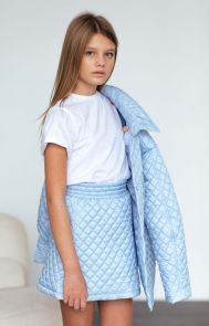Детская теплая стёганная юбка (голубой)