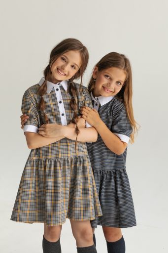 Школьное детское платье из комбинированных тканей