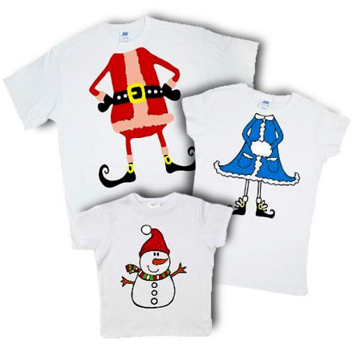 Набор футболок для всей семьи "Дед мороз+снегурочка+снеговик"