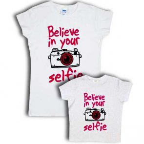 Женская и детская футболка Family look "Belive in your selfie"