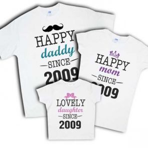 Счастливые футболки для всей семьи "Happy Mom, Dad since"