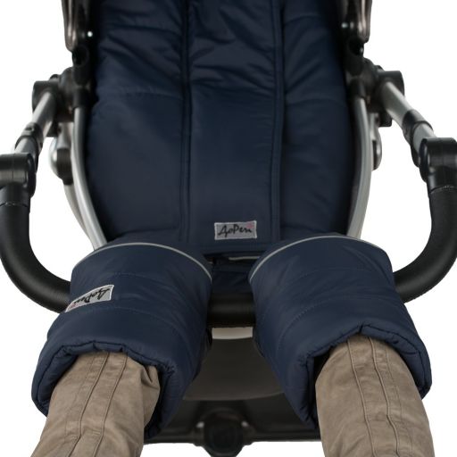Муфта для коляски на флисе в форме рукавичек (темно-синий)