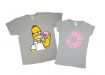 Набор футболок с Симпсонами для парня и девушки "Гомер и его сладкий пончик"