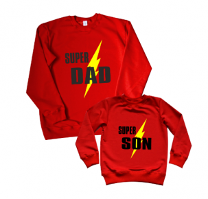Комплект #папасын свитшоты Family look "Super dad, son"