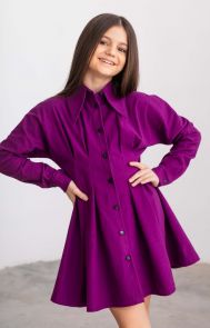 Детское платье рубашка для девочки (фиолетовый)