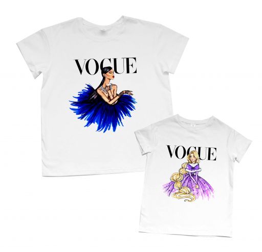 Набор футболок мама и дочка с ярким принтом "VOGUE"
