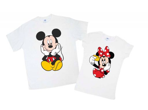 Набор парных футболок для парня и девушки "Mickey and Minnie selfie"