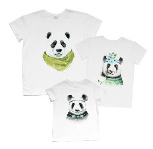 Набор из трех футболок с красочными принтами "Панды"