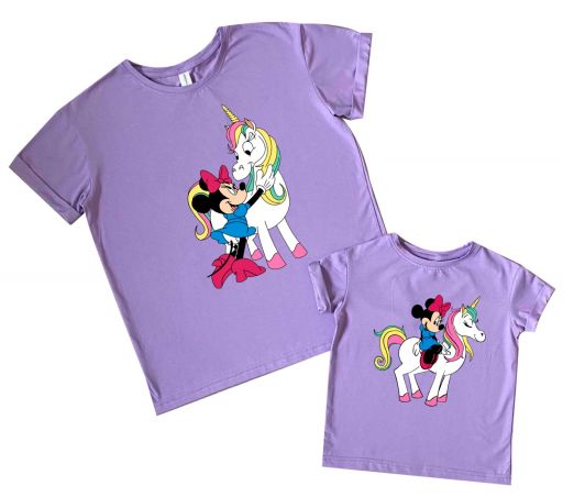 Комплект парных футболок мама и дочь "Единорог и Минни"
