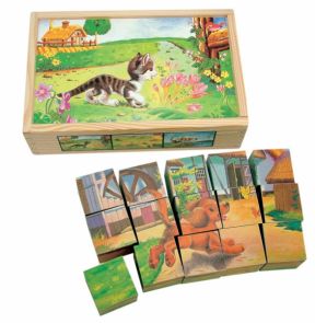 Кубики в коробке, собери рисунок "Домашние животные"