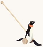 Деревянная каталка с палкой "Пингвин"