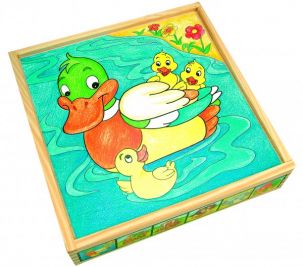 Деревянные детские кубики в коробке "Животные"