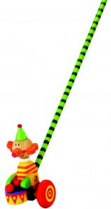 Деревянная каталка с длинной ручкой (клоун)