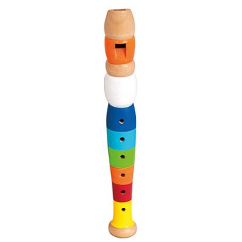 Детская деревянная флейта разноцветная 20см