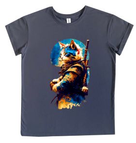 Чоловіча футболка з принтом "Кіт самурай"