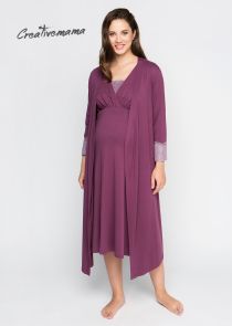 Комплект домашней одежды из ночнушки и халата для беременных с возможностью кормления "Acai"