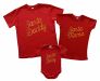 Набор новогоднего Family look футболки для родителей и боди для малыша "Santa"