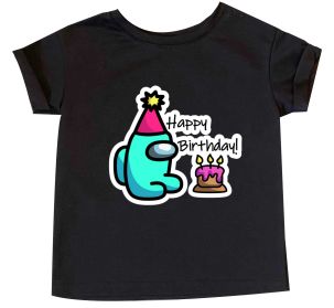 Детская футболка "Happy Birthday" (among us)