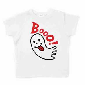 Детская футболка на Halloween "Boo!" (привидение с языком)