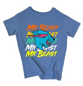 Детская футболка с принтом "Mr Beast" (цветная надпись)