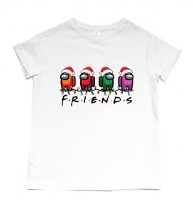 Детская новогодняя футболка "Among us friends"