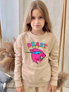 Детский свитшот для девочек с принтом "Beast"
