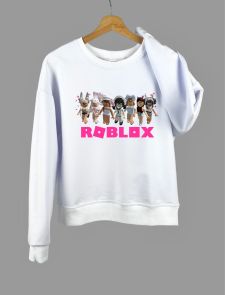 Детский свитшот для девочек с принтом "Roblox" (белый)