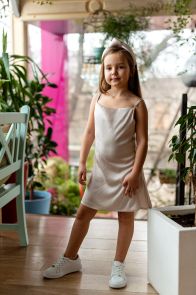 Детское платье на бретелях для девочек "Лилит" (бежевый)