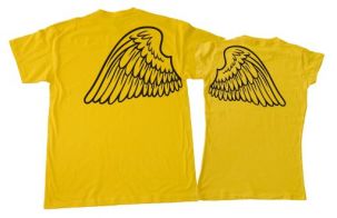 Пара футболок с принтом на спине "Крылья"