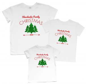 Family look набор футболок с надписью "Christmas" (фамильный)