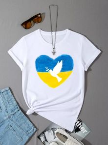 Футболка бойфренд с рисунком "голубка в сердце" (Украина)