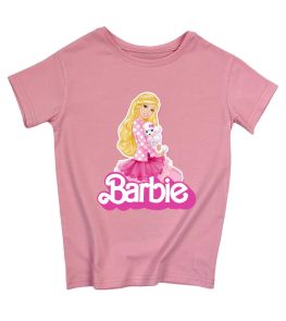 Футболка для девочек с принтом "Barbie" (кукла с пёсиком)