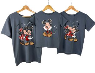 Футболки набором для семьи "Mickey and Minnie kiss"